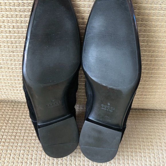 Gucci Men\'s Black Monogram Leather Suede Loafer Shoes main image 4